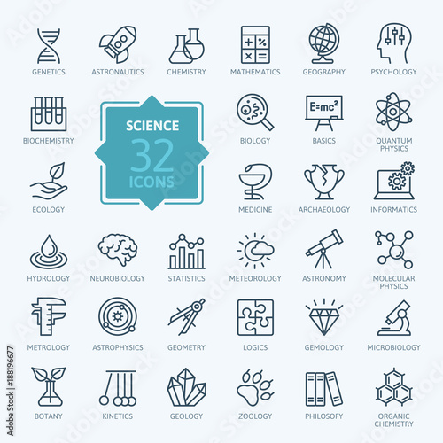 Science, scientific activityelements - minimal thin line web icon set. Outline icons collection. Simple vector illustration.