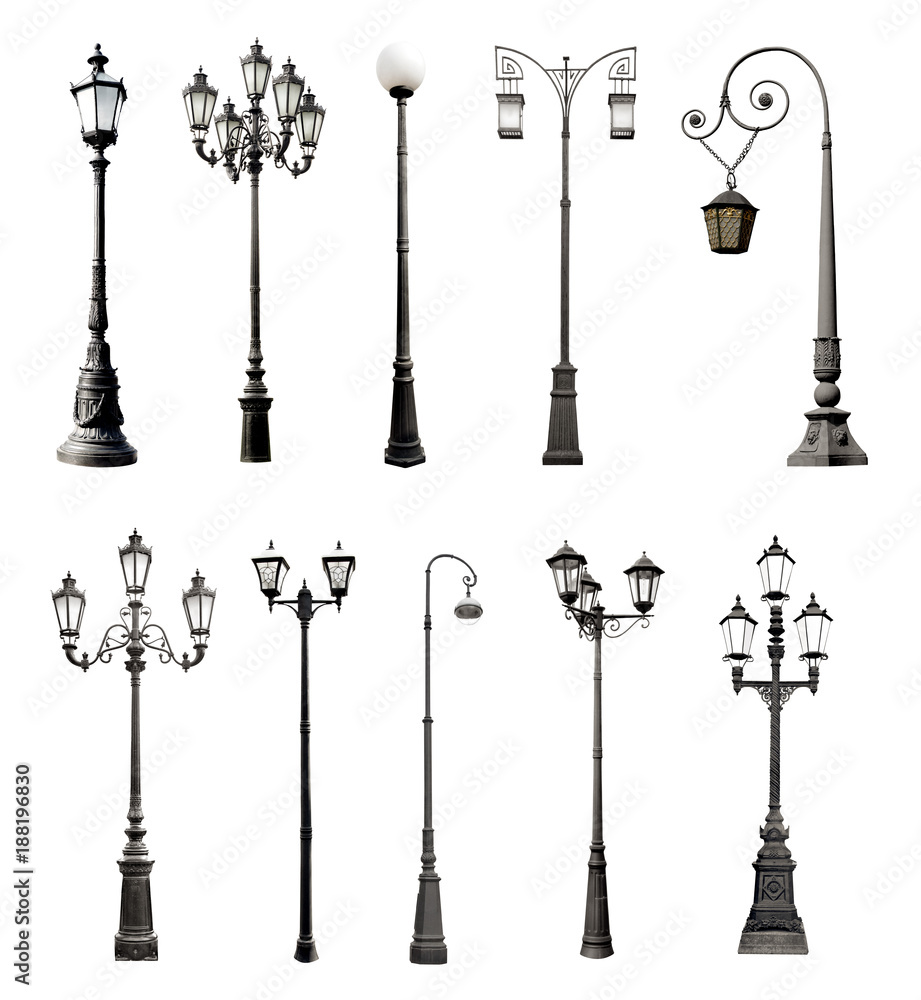 Set of decorative lampposts