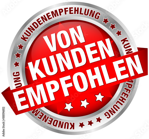 Button Banner "Von Kunden empfohlen" rot/silber