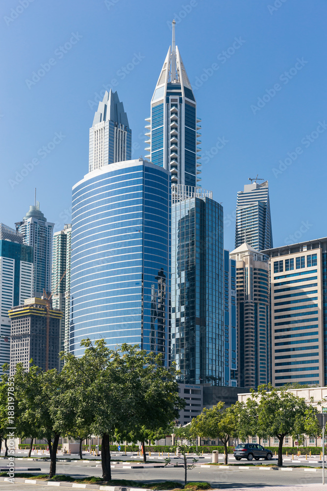 Complex of modern buildings in Dubai UAE
