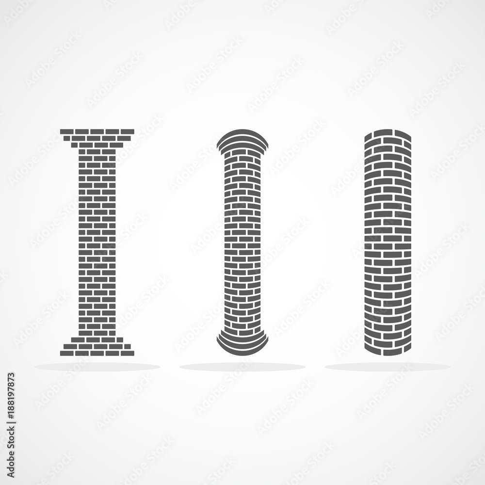 Antique bricks columns. Vector illustration Antique bricks columns. Vector illustration