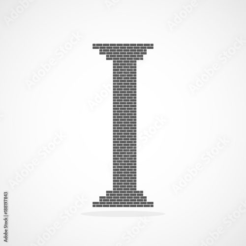 Antique bricks column. Vector illustration