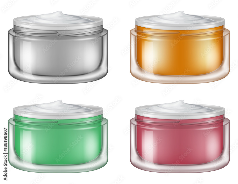 Set of cosmetic skin cream jars. Vector illustration. Set of cosmetic skin cream jars. Vector illustration.