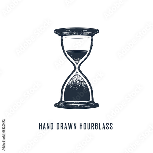 Hand drawn hourglass textured vector illustration.
