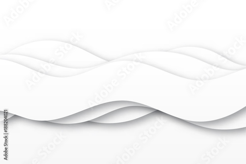 Modern paper art cartoon abstract white water waves. Realistic trendy craft style. Origami design template. Realistic trendy craft style.