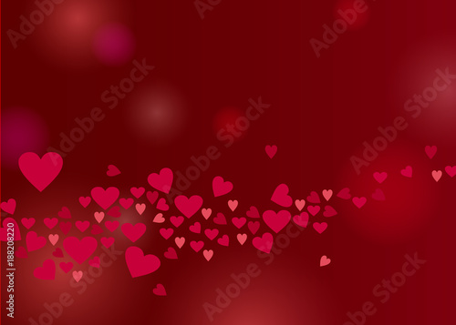 Abstract love background for your Valentines Day greeting card design. Pink Hearts stream border isolated on dark wine background. Vector illustration