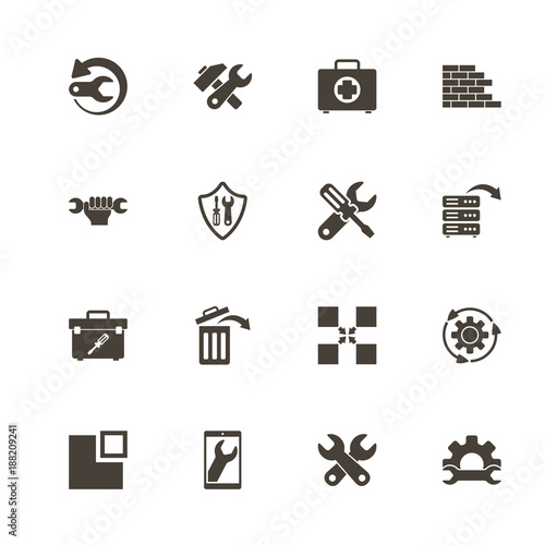 Recovery Repair icons. Perfect black pictogram on white background. Flat simple vector icon. photo