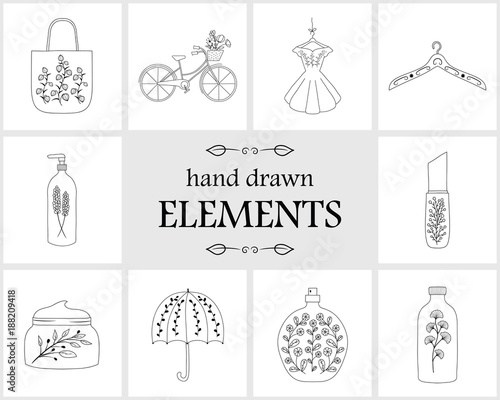 Hand drawn logo elements and icons