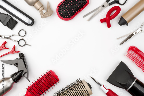 Wallpaper Mural Hair tools isolated on white background, beauty and hairdressing concept