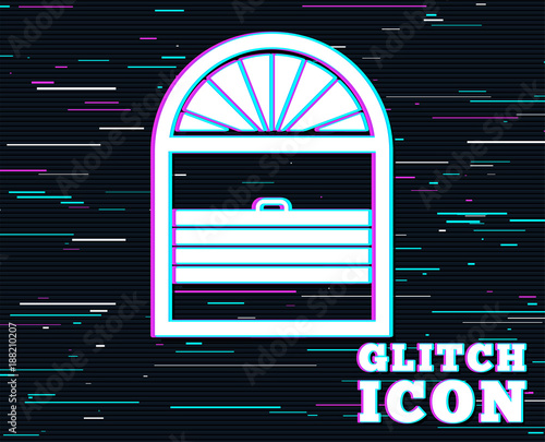 Glitch effect. Louvers plisse sign icon. Window blinds or jalousie symbol. Background with colored lines. Vector