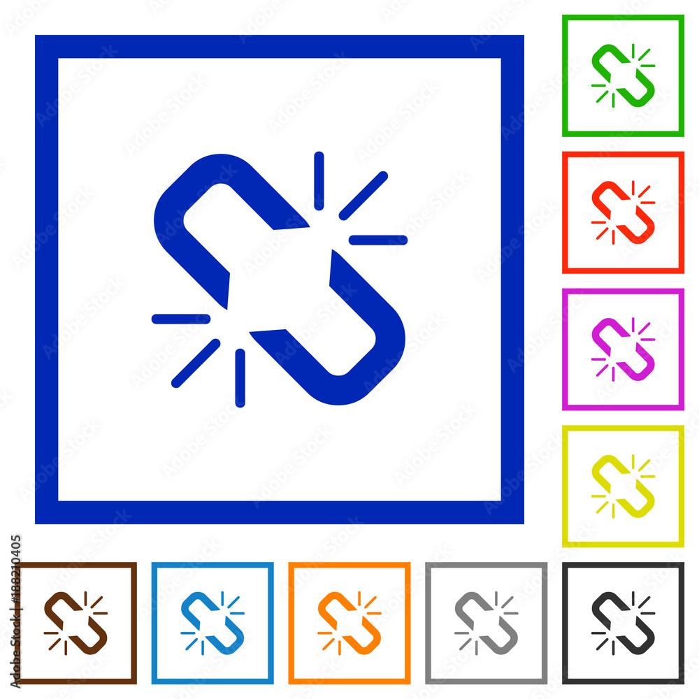 Fototapeta premium Unlink flat framed icons