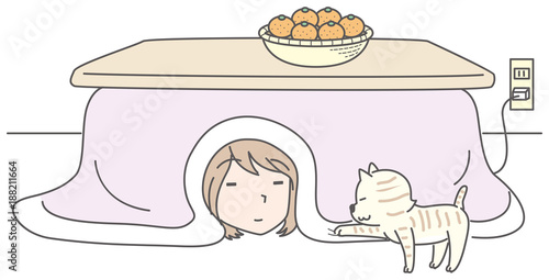 こたつから出られない女性
