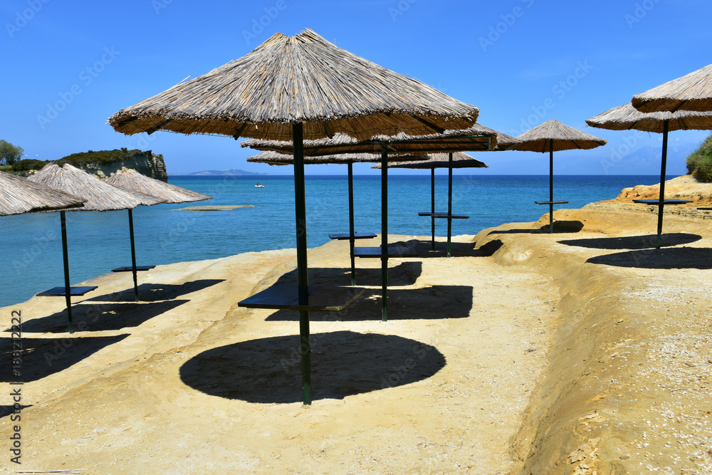 Sunny day with no people on Canal D’amour Beach, Sidari, Corfu Island, Greece