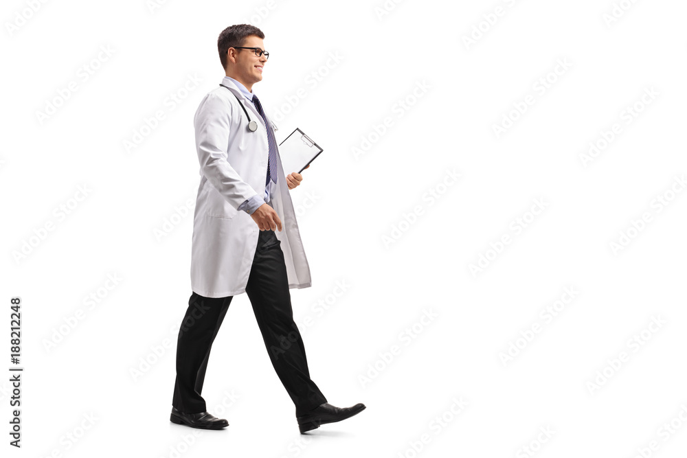 Doctor with a clipboard walking Doctor with a clipboard walking