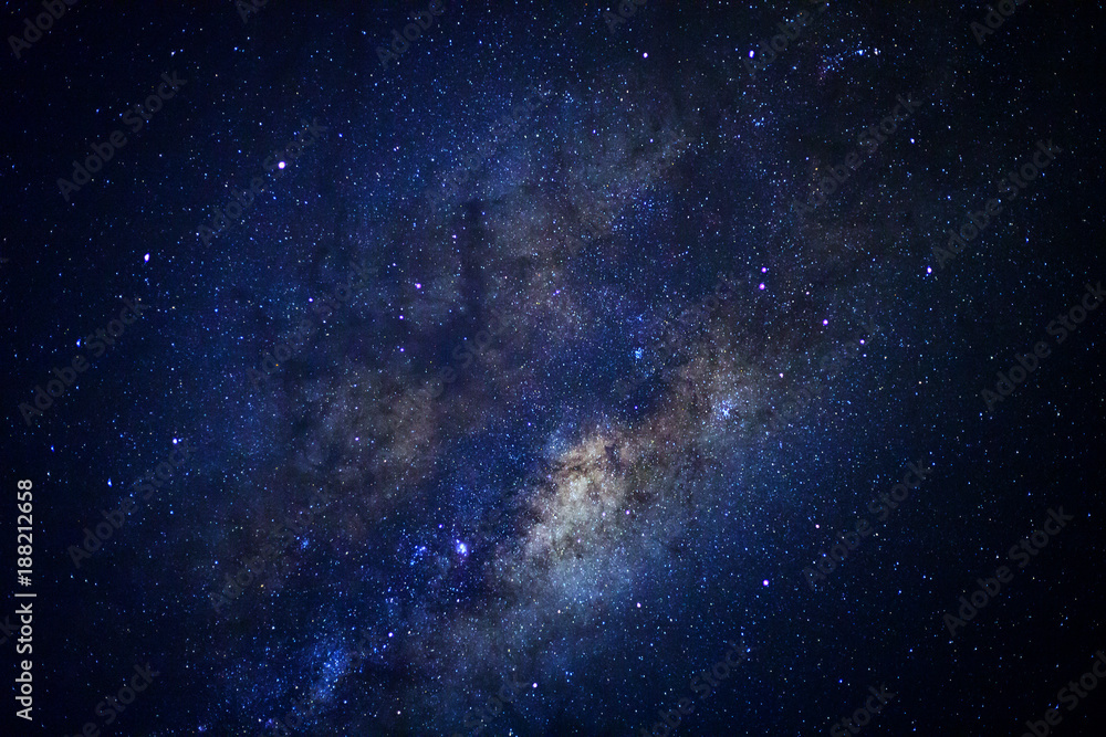 Starry night sky and milky way galaxy with stars and space dust in the universe