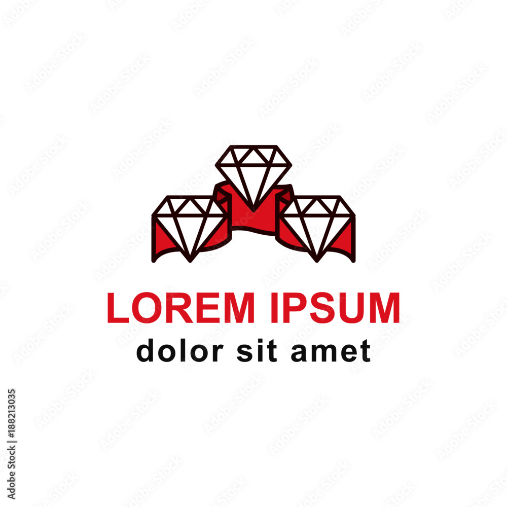 Fototapeta premium Diamond Badges Ribbon Logo Vector Isolated