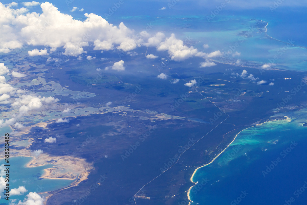 Aerial view of Bahama islands at Atlantic ocean