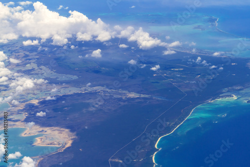 Aerial view of Bahama islands at Atlantic ocean
