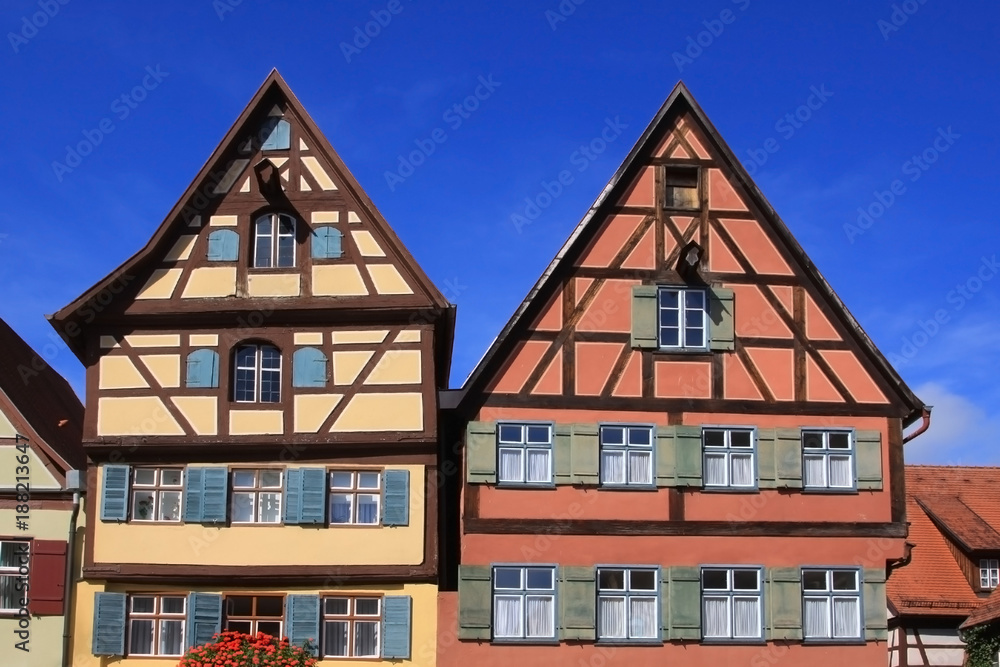Dinkelsbühl, Bayern, Deutschland, Fachwerkhäuser