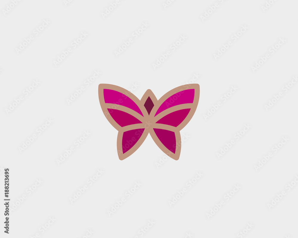 Abstract butterfly flower vector logo design. Linear minimal premium logotype Abstract butterfly flower vector logo design. Linear minimal premium logotype