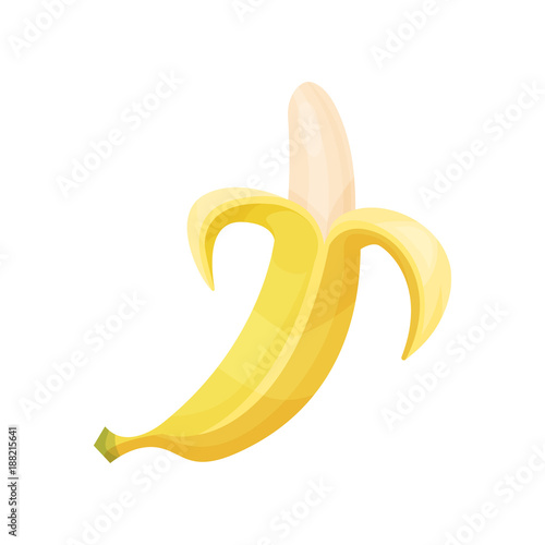 Fresh peeled banana fruit cartoon vector Illustration