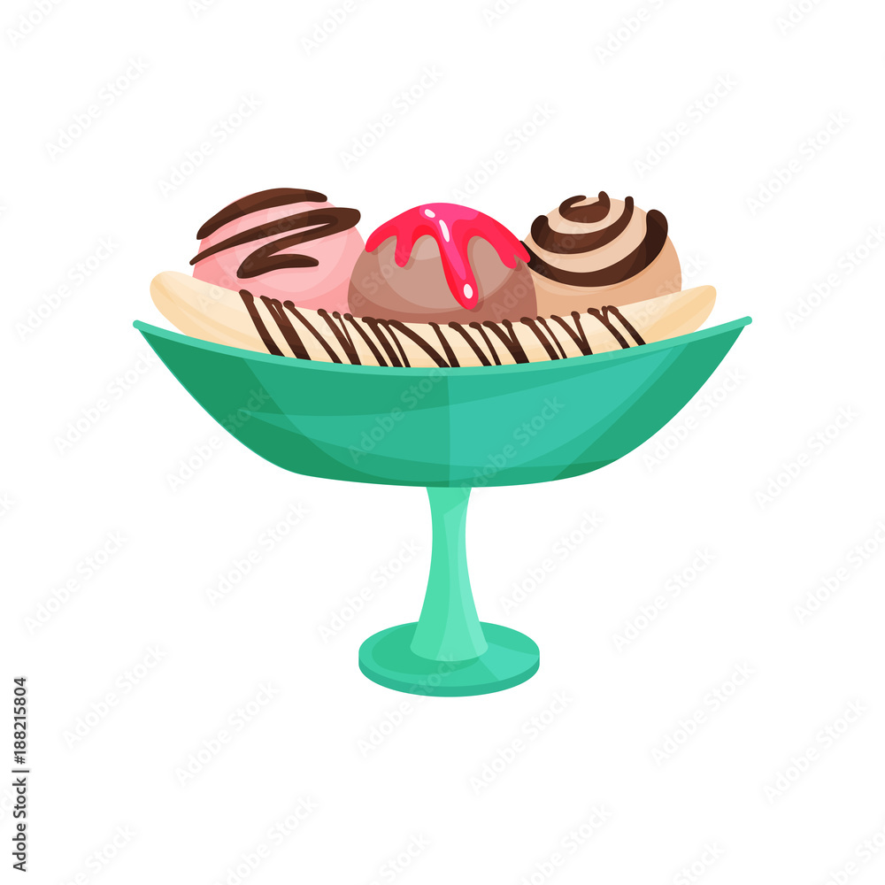 Fruit banana ice cream, summer dessert cartoon vector Illustration Fruit banana ice cream, summer dessert cartoon vector Illustration