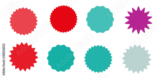 Set of vector starburst, sunburst badges. Vintage labels. Colored stickers. A collection of different types and colors icon.