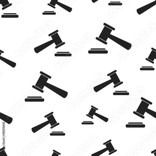Auction hammer seamless pattern background. Business flat vector illustration. Court tribunal sign symbol pattern.