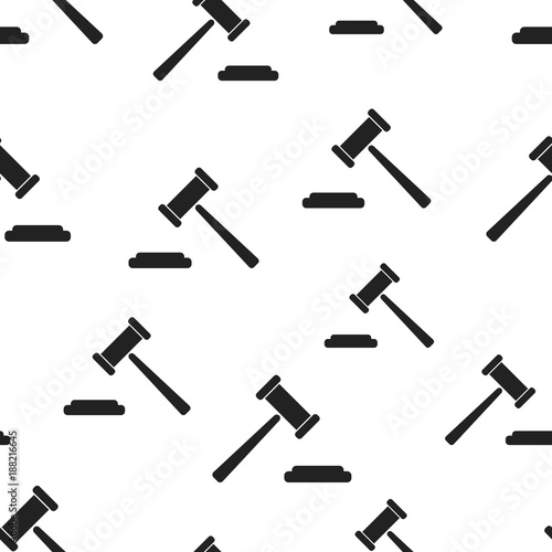 Auction hammer seamless pattern background. Business flat vector illustration. Court tribunal sign symbol pattern.