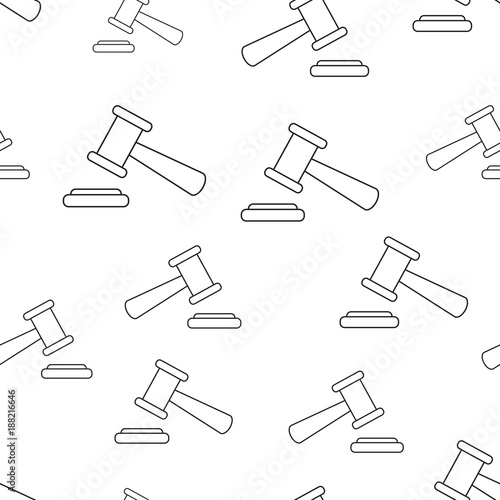 Auction hammer seamless pattern background. Business flat vector illustration. Court tribunal sign symbol pattern.