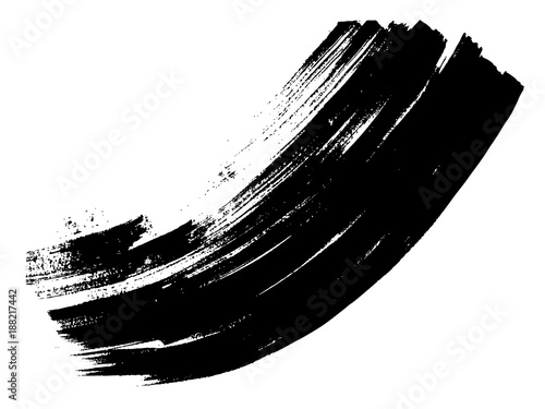 Vector artistic freehand black paint, ink or acrylic hand made creative brush stroke background isolated on white as grunge or grungy art spray effect, education abstract elements dark frame design