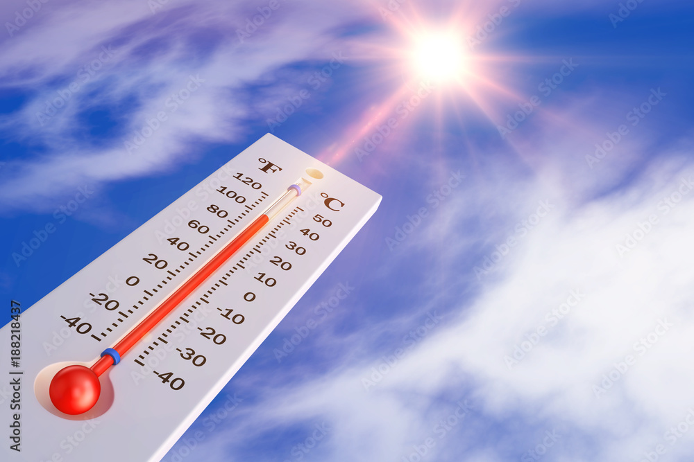 Naklejka premium thermometer and sun