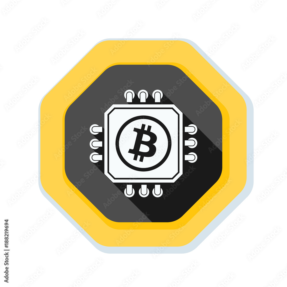 Bitcoin Processor Minig hazard sign illustration Bitcoin Processor Minig hazard sign illustration
