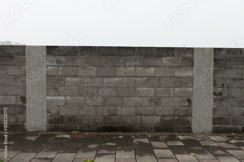 street wall background  Industrial background  empty grunge urban street with warehouse brick wall