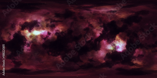 Fototapeta Naklejka Na Ścianę i Meble -  Deep space, stars and nebula. Spherical environment HDRI map, 360 degrees panorama, equirectangular projection