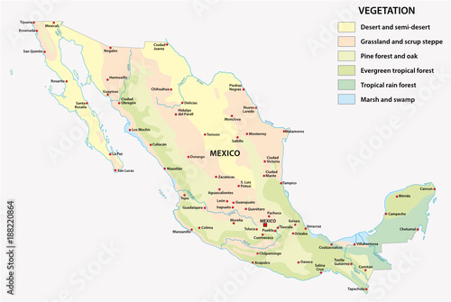 mexiko vegetation vector map