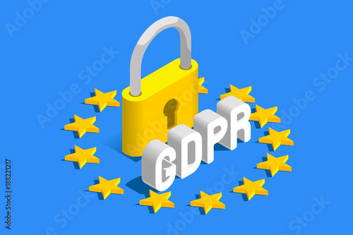 GDPR General Data Protection Regulation. EU flag. Vector illustration