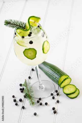 Obraz na płótnie fancy gin and tonic selection drink alcohol cocktail craft fresh fruit spices mint glass bar w salonie