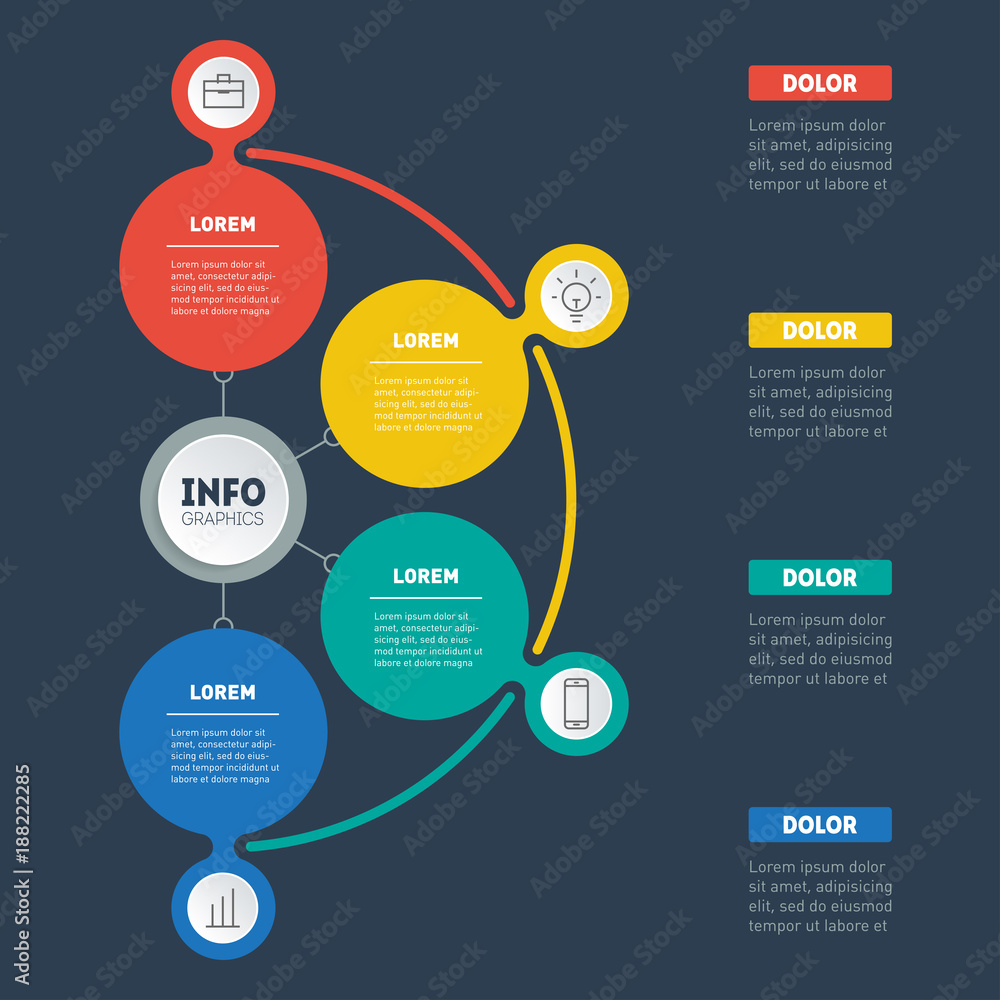 Business presentation or info graphic with 4 options. Vector infographics of technology or education process. Web Template of a chart, annual report, mindmap or diagram. Business presentation or info graphic with 4 options. Vector infographics of technology or education process. Web Template of a chart, annual report, mindmap or diagram.