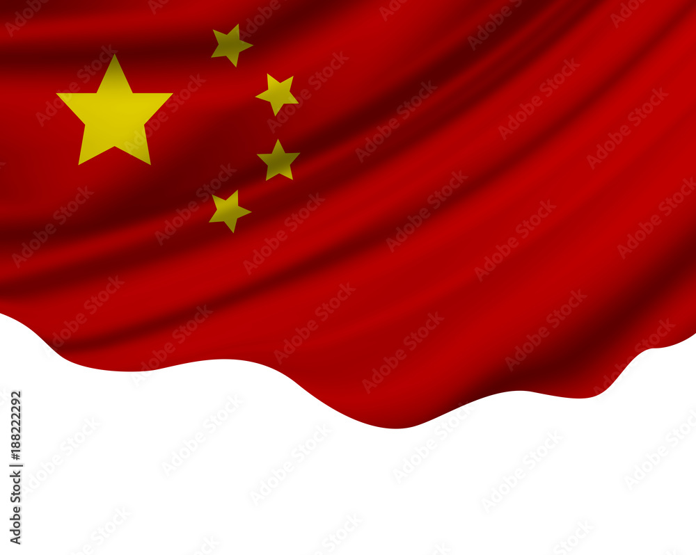 China flag of fabric isolated on white background illustration China flag of fabric isolated on white background illustration