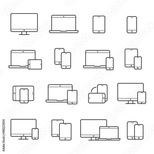 Device line icon set