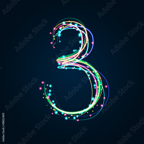 Number 3 light painting card