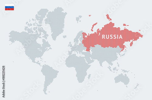 Russia on an abstract world map