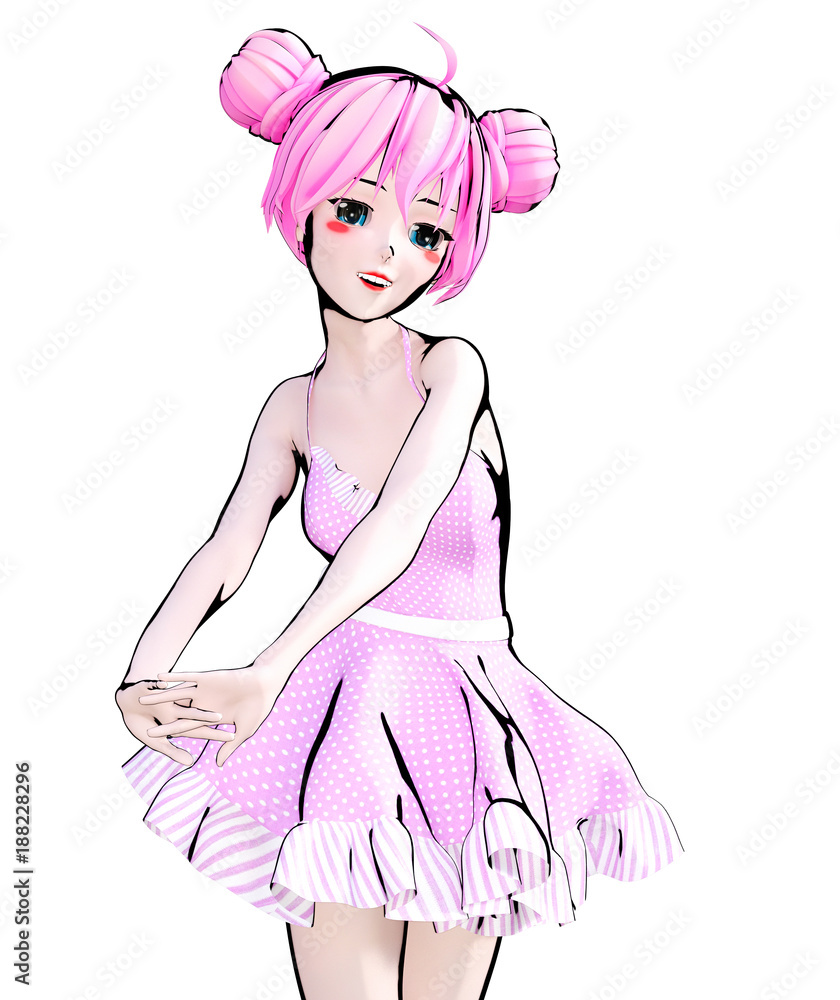 3D sexy anime doll girl big blue eyes and bright makeup. Pink dress. Cartoon, comics, sketch, drawing, manga illustration. Conceptual fashion art. Seductive candid pose. 3D sexy anime doll girl big blue eyes and bright makeup. Pink dress. Cartoon, comics, sketch, drawing, manga illustration. Conceptual fashion art. Seductive candid pose.