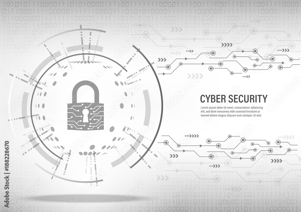 Cyber Security Concept : Close padlock on digital white background. Cyber Security Concept : Close padlock on digital white background.