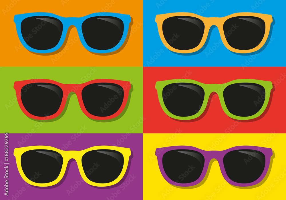 lunettes de soleil - vacances - été - symbole - coloré - mode - accessoire  - plage Stock Vector | Adobe Stock
