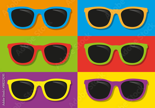 lunettes de soleil - vacances - été - symbole - coloré - mode - accessoire - plage