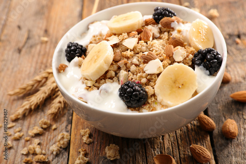 bowl of cereals and fruit photo