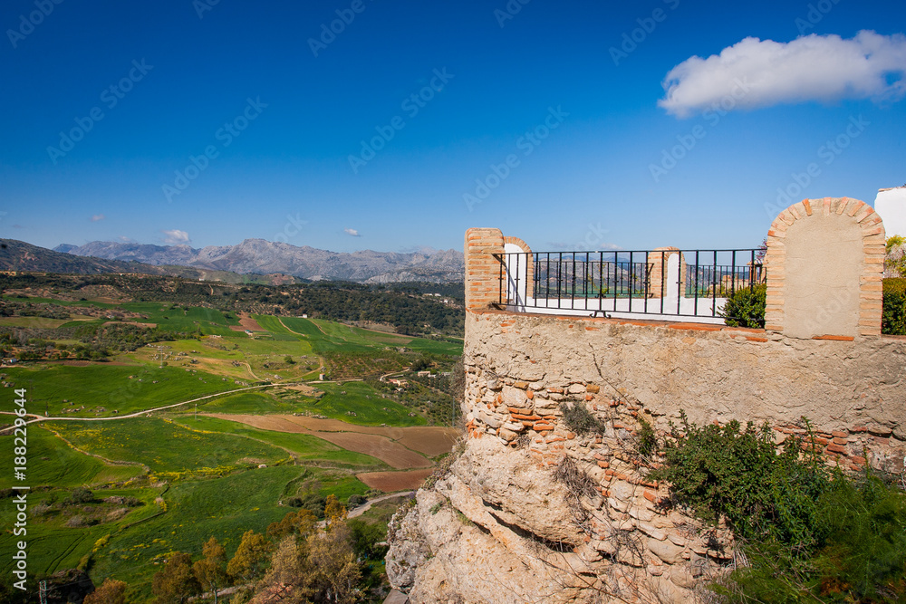 Ronda, Malaga province, Andalusia, Spain - view  from Mirado de Ronda at Alameda del TajoRonda