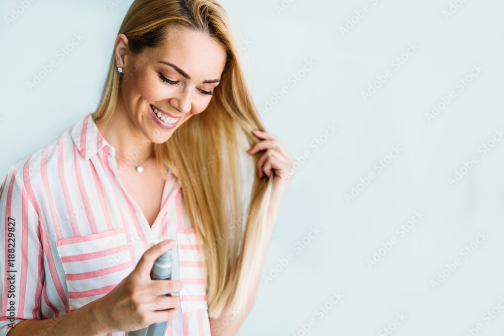 Portrait of cheerful young beautiful blonde woman Portrait of cheerful young beautiful blonde woman